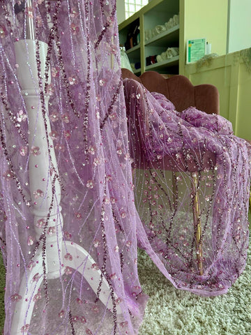 Kupon 0,7 m - Lavanda Haute Couture csipke
