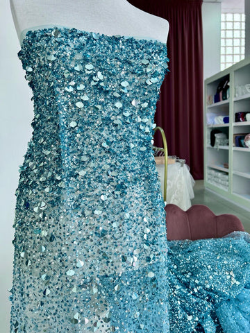 Dantela Albastru Marin Haute Couture