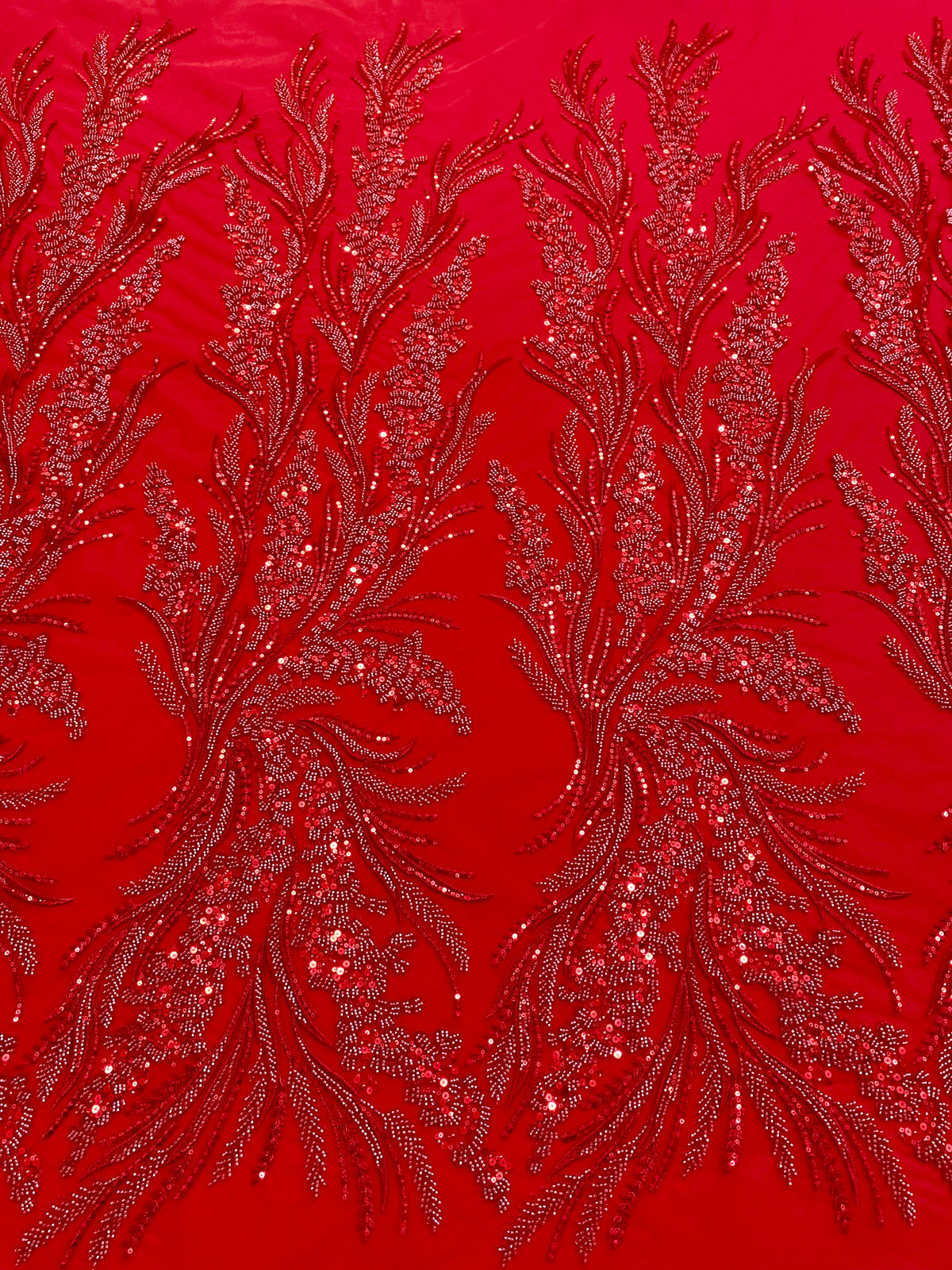 Dantela Couture Rosie cu Model Floral, cu Margele si Paiete