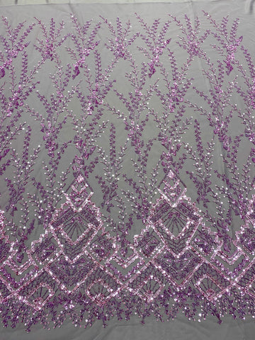 Dantela Couture Pudra cu Model Geometric, cu Margele si Paiete