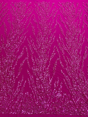 Dantela Couture Fucsia gyöngyökkel, gyöngyökkel és flitterekkel