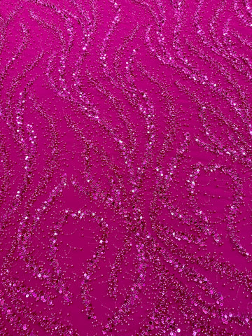 Dantela Couture Fucsia gyöngyökkel, gyöngyökkel és flitterekkel