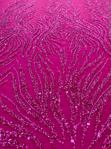 Dantela Couture Fucsia gyöngyökkel és flitterekkel, szálakkal
