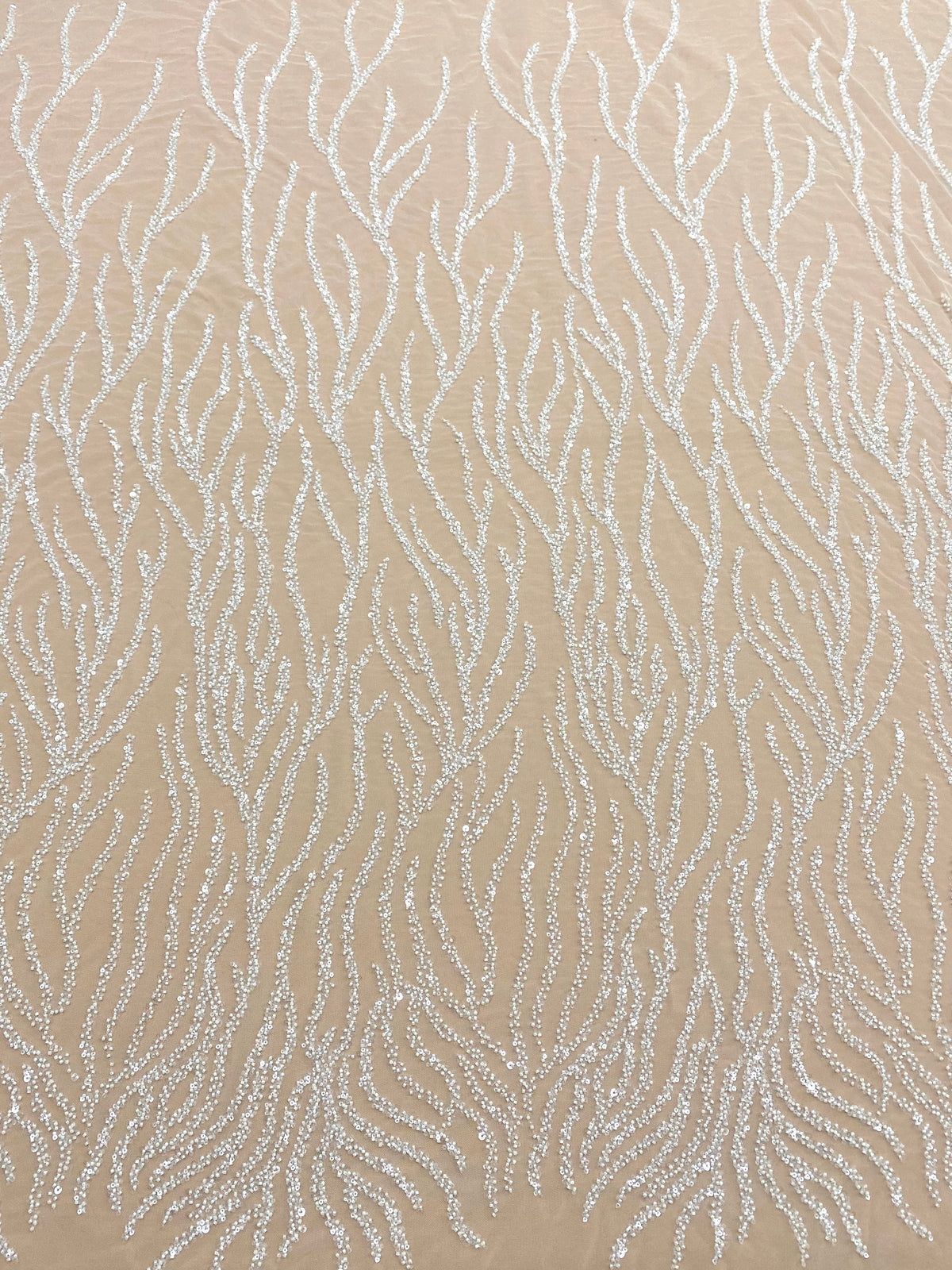 Dantela Couture Ivory cu Siraguri, cu Margele si Paiete