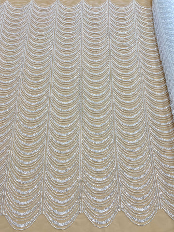 Dantela Couture Diamond Model Geometric, cu Perle, Margele si Paiete