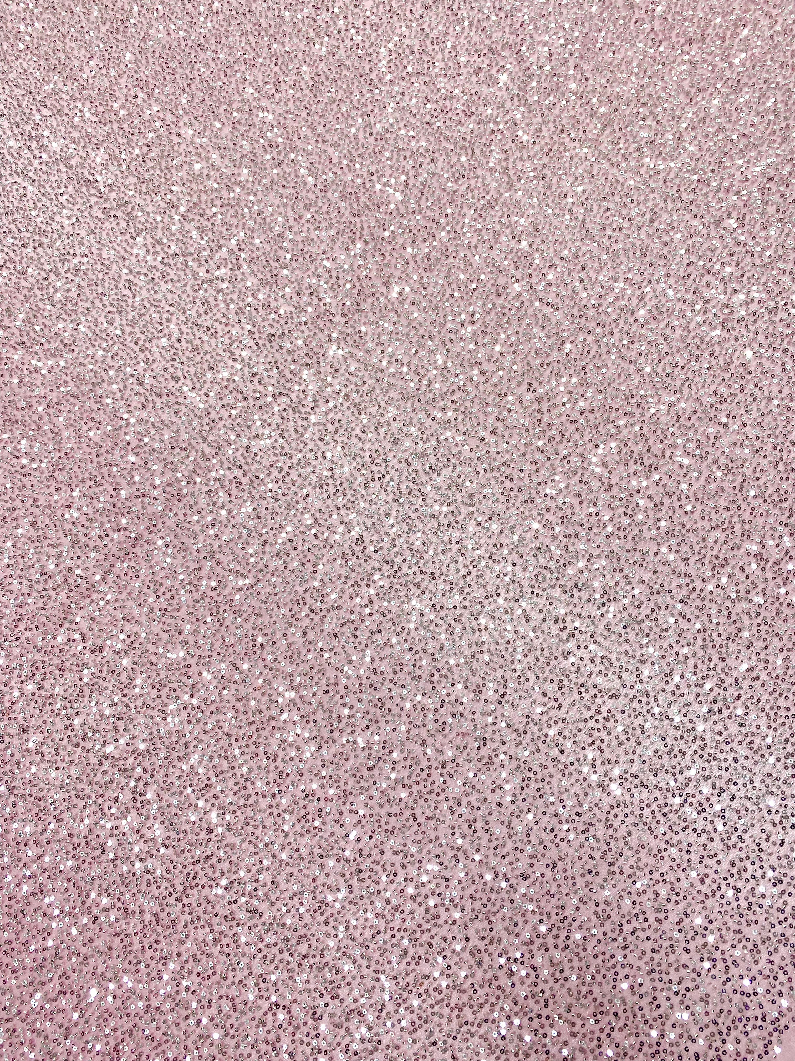 Dantela Couture Argintie pe Tulle Roz cu Model General, cu Margele si Paiete