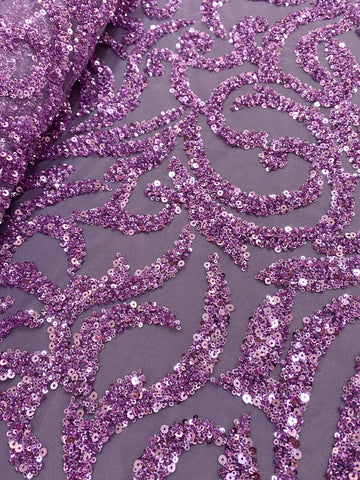 Dantela Couture Pudra cu Model Geometric, cu Margele si Paiete