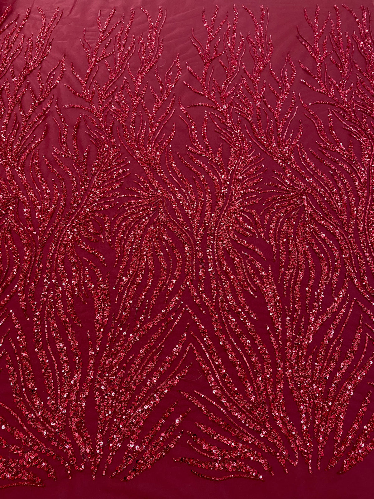 Dantela Couture Bordeaux cu Siraguri, cu Margele si Paiete
