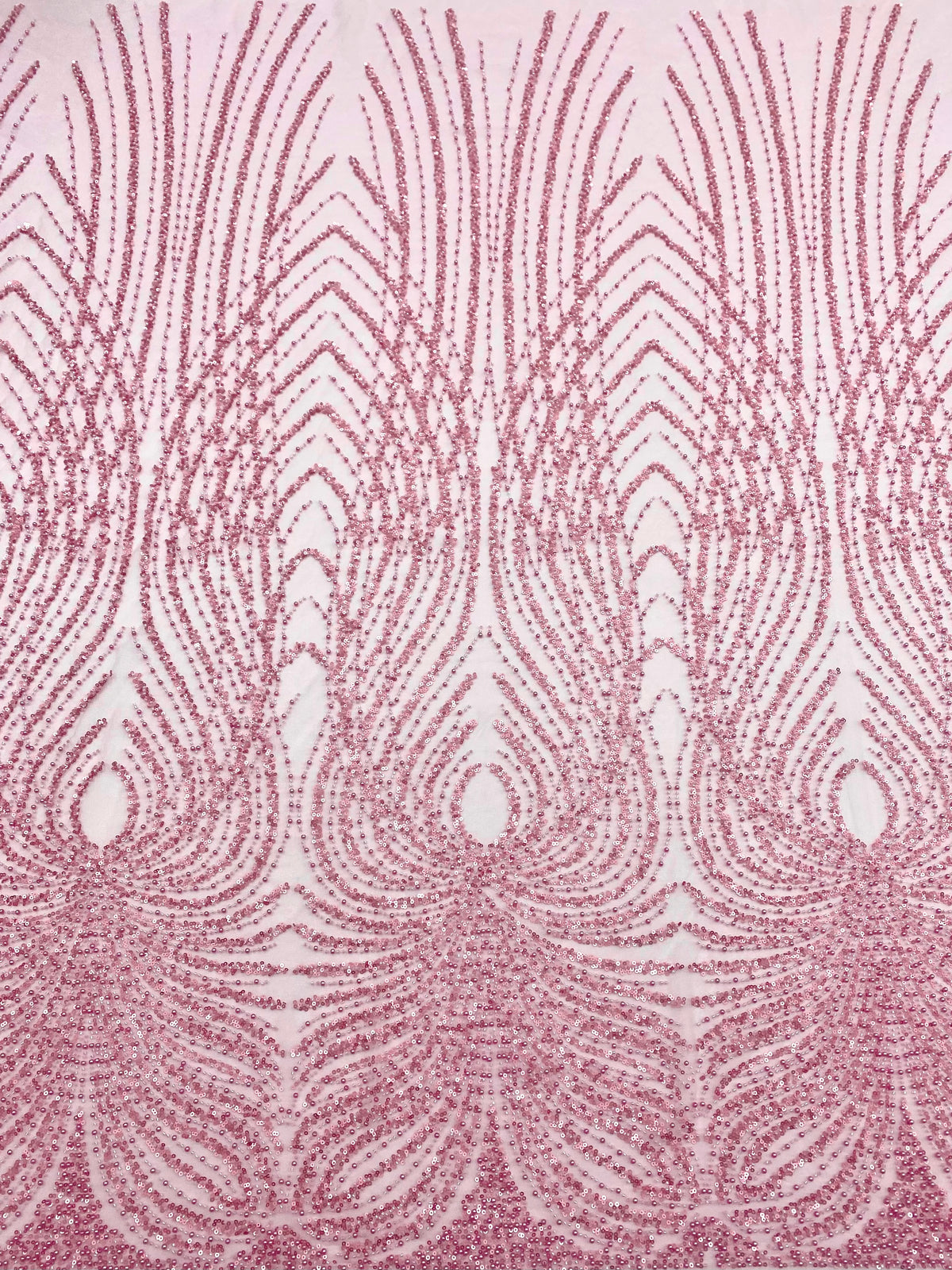 Dantela Couture Roz cu Panou, cu Perle, Margele si Paiete