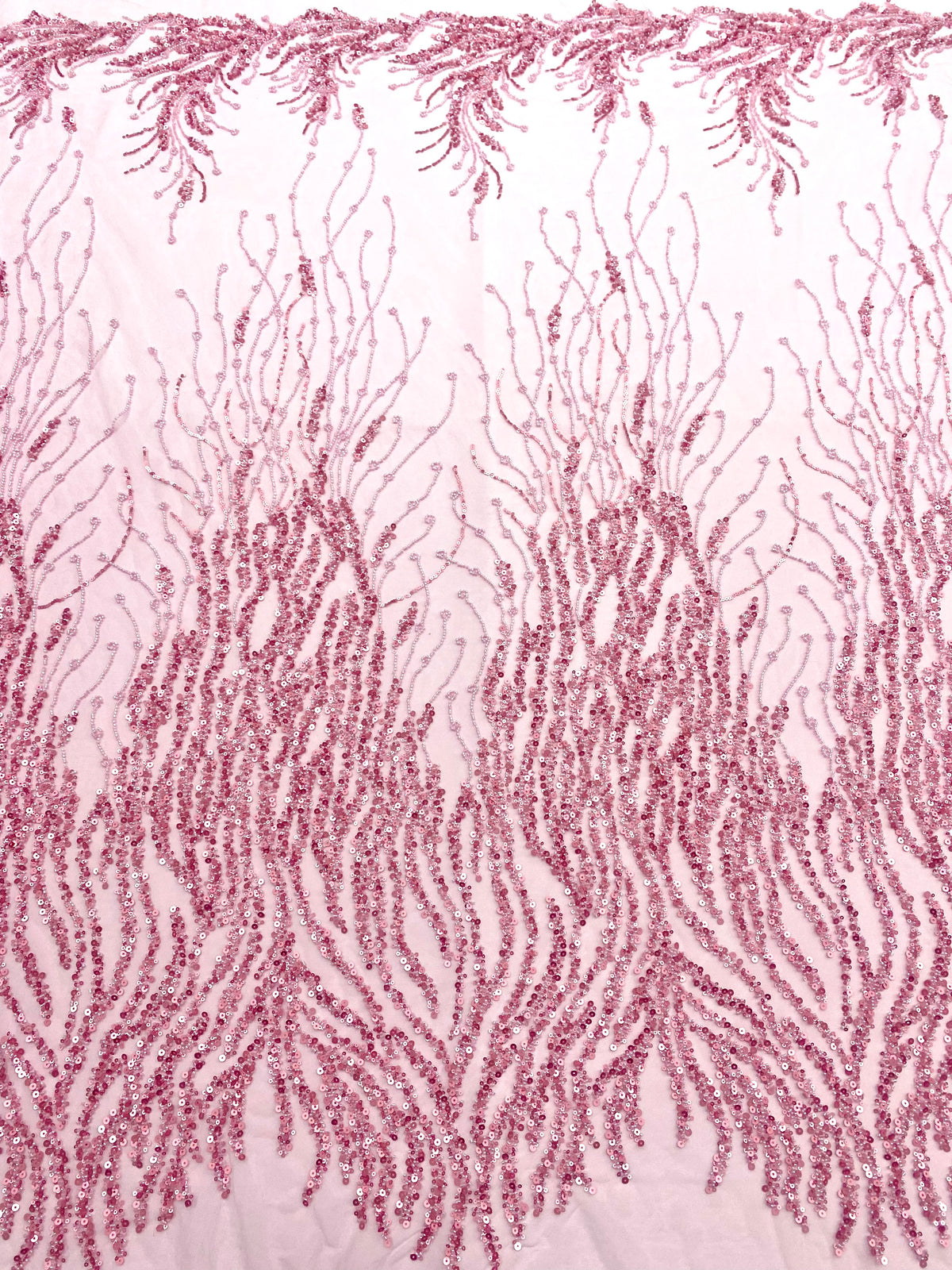 Dantela Couture Roz cu Siraguri, cu Margele si Paiete