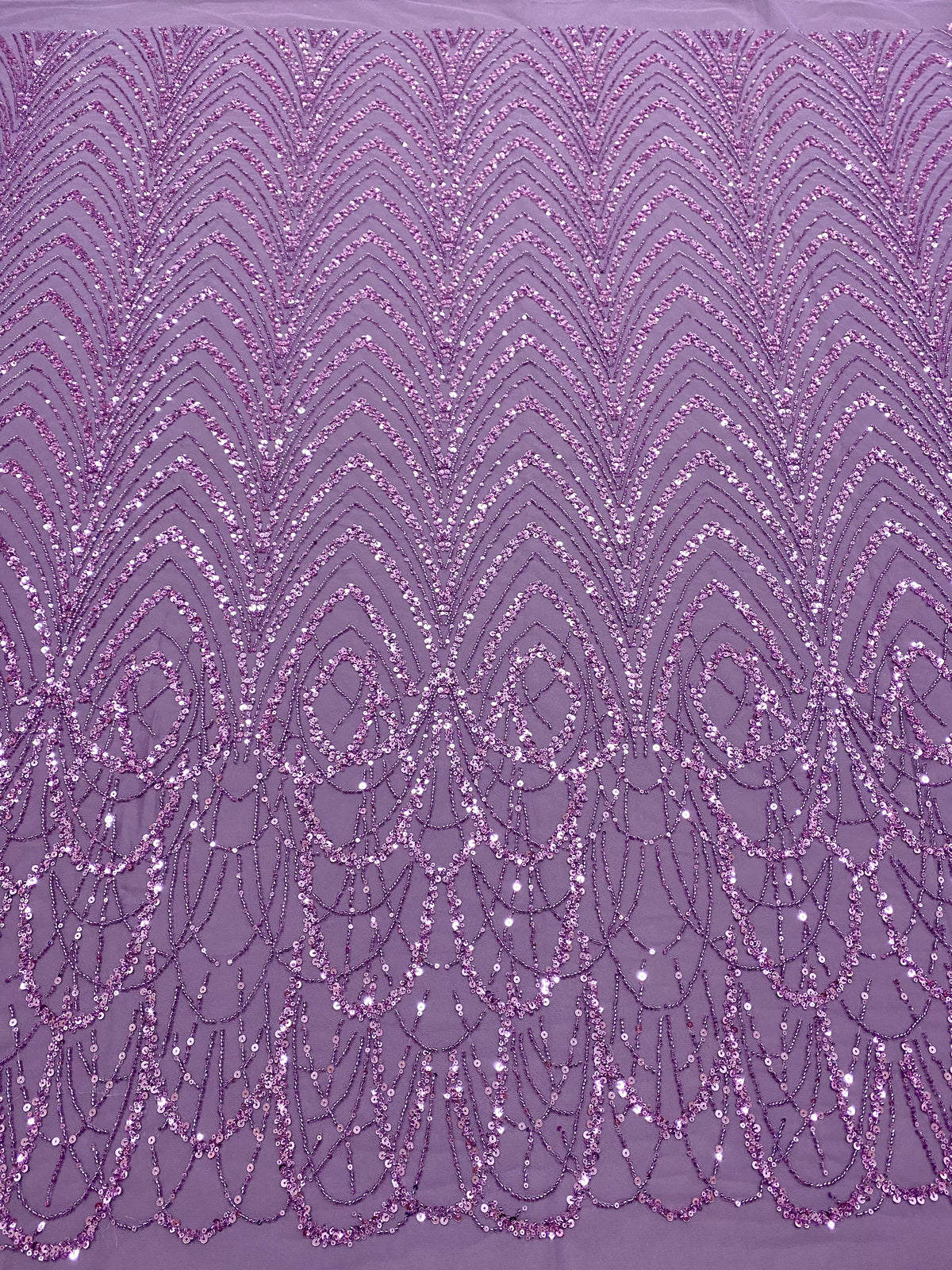 Dantela Couture Pudra cu Model Geometric cu Margele si Paiete