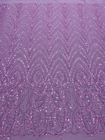 Dantela Couture Pudra cu Model Geometric cu Margele si Paiete