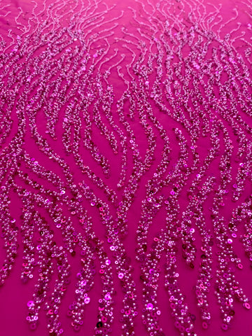 Dantela Couture Fucsia gyöngyökkel és flitterekkel, szálakkal
