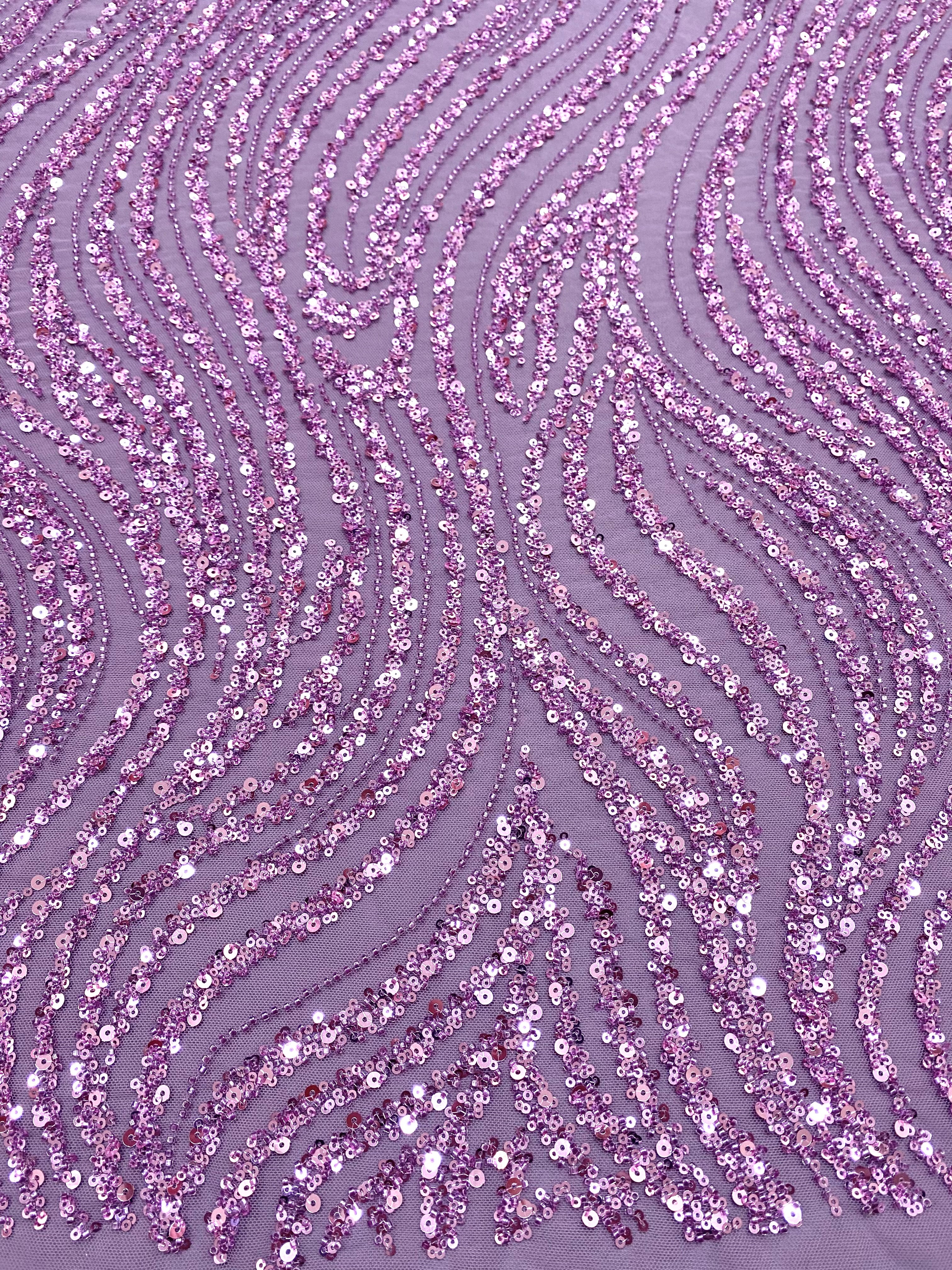 Dantela Couture Pudra cu Model Liniar, cu Margele si Paiete