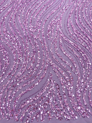 Dantela Couture Pudra cu Model Liniar, cu Margele si Paiete