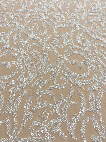 Dantela Couture Ivory geometriai mintával, gyöngyökkel és flitterekkel
