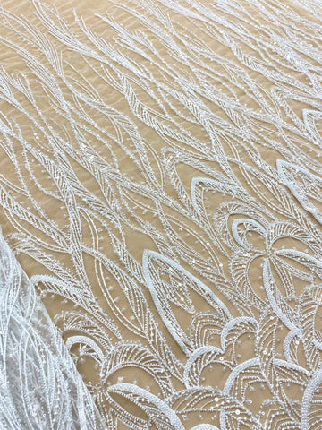 Dantela Couture Ivory geometriai mintával, gyöngyökkel és flitterekkel