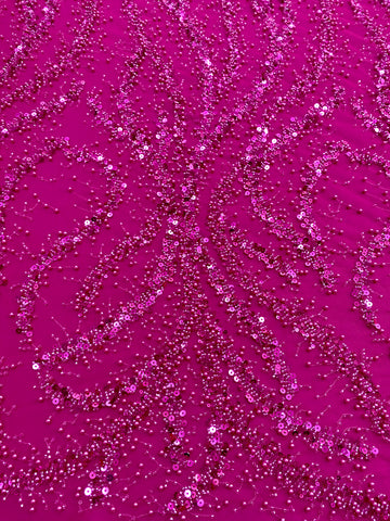 Dantela Couture Fucsia gyöngyökkel, gyöngyökkel és flitterekkel