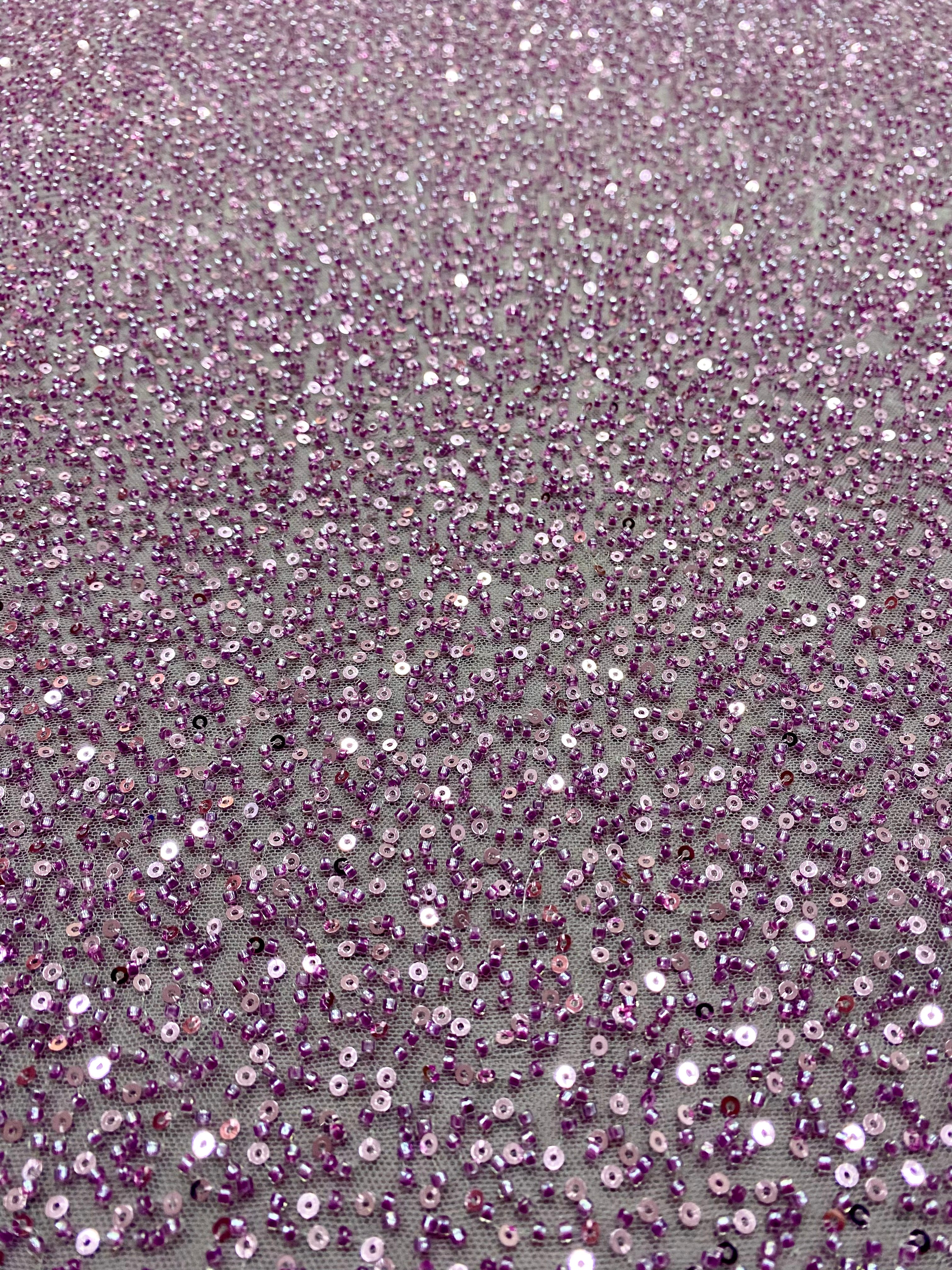 Dantela Couture Pudra cu Model General, cu Margele si Paiete