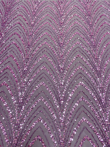 Dantela Couture Pudra cu Model Geometric cu Margele si Paiete