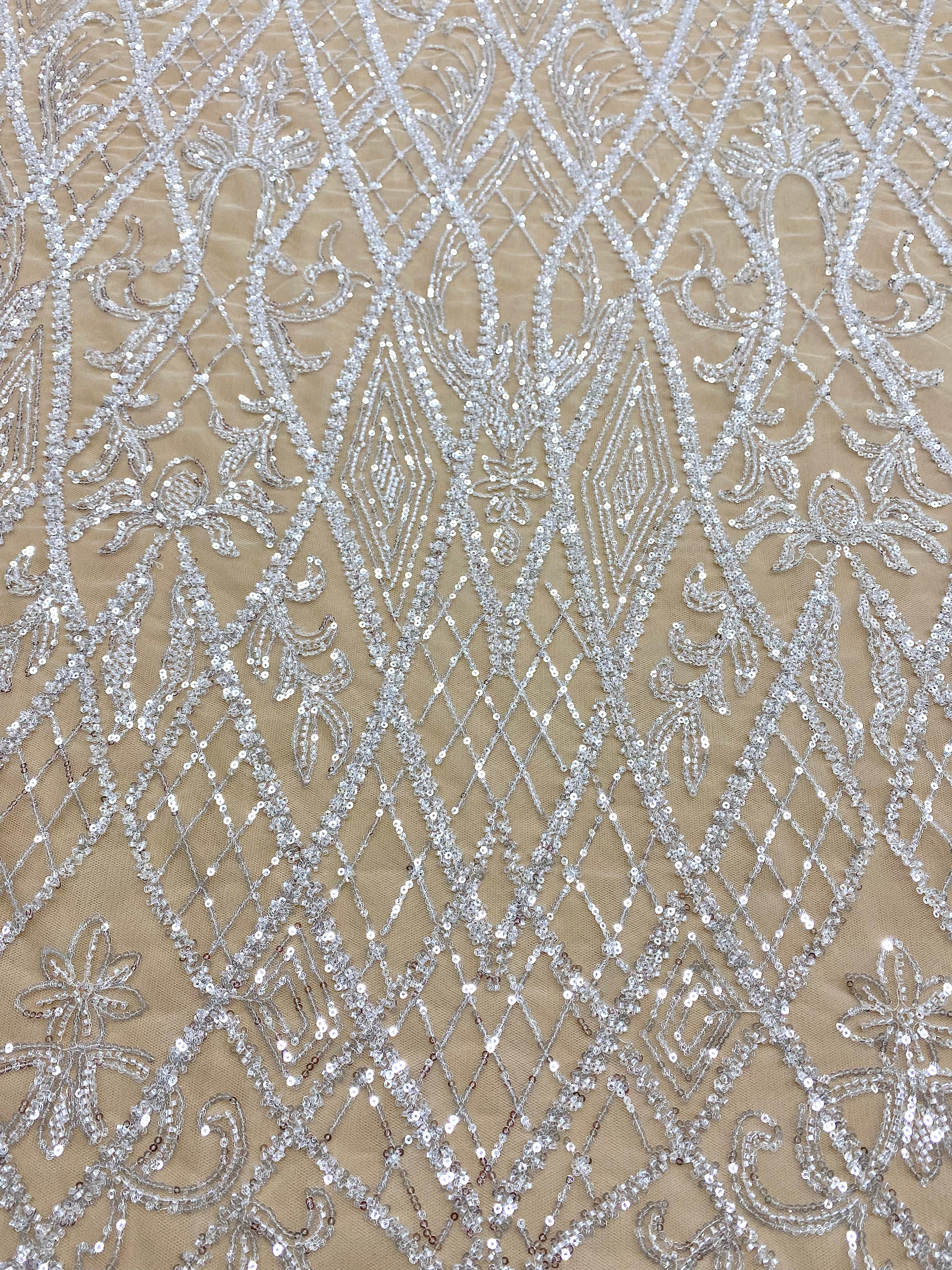 Dantela Couture Diamond Geometriai Modell, Gyöngyökkel és Flitterekkel