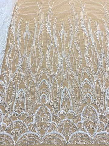 Dantela Couture Ivory geometriai mintával, gyöngyökkel és flitterekkel