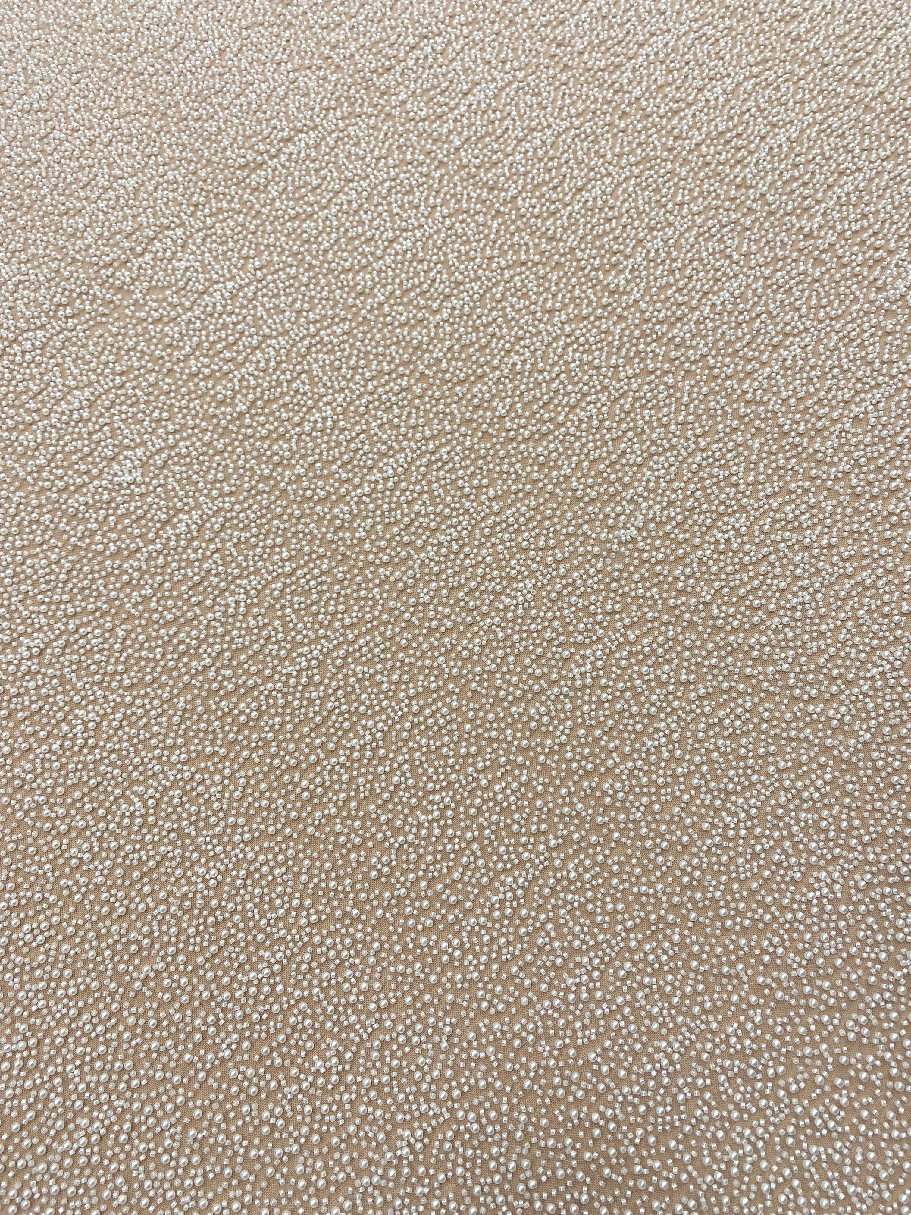 Dantela Couture Ivory cu Model General, cu Perle si Margele