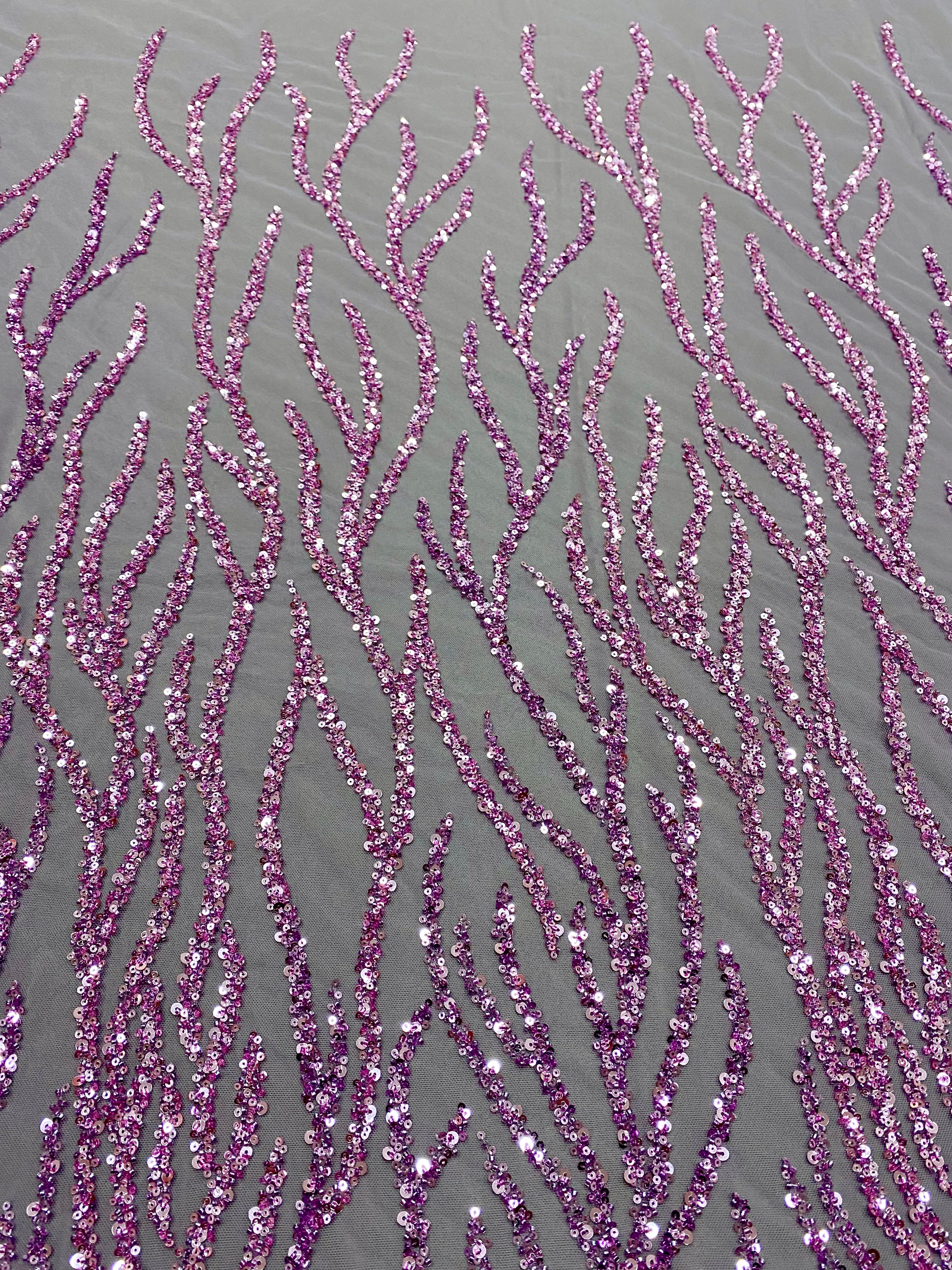 Dantela Couture Pudra cu Siraguri, cu Margele si Paiete