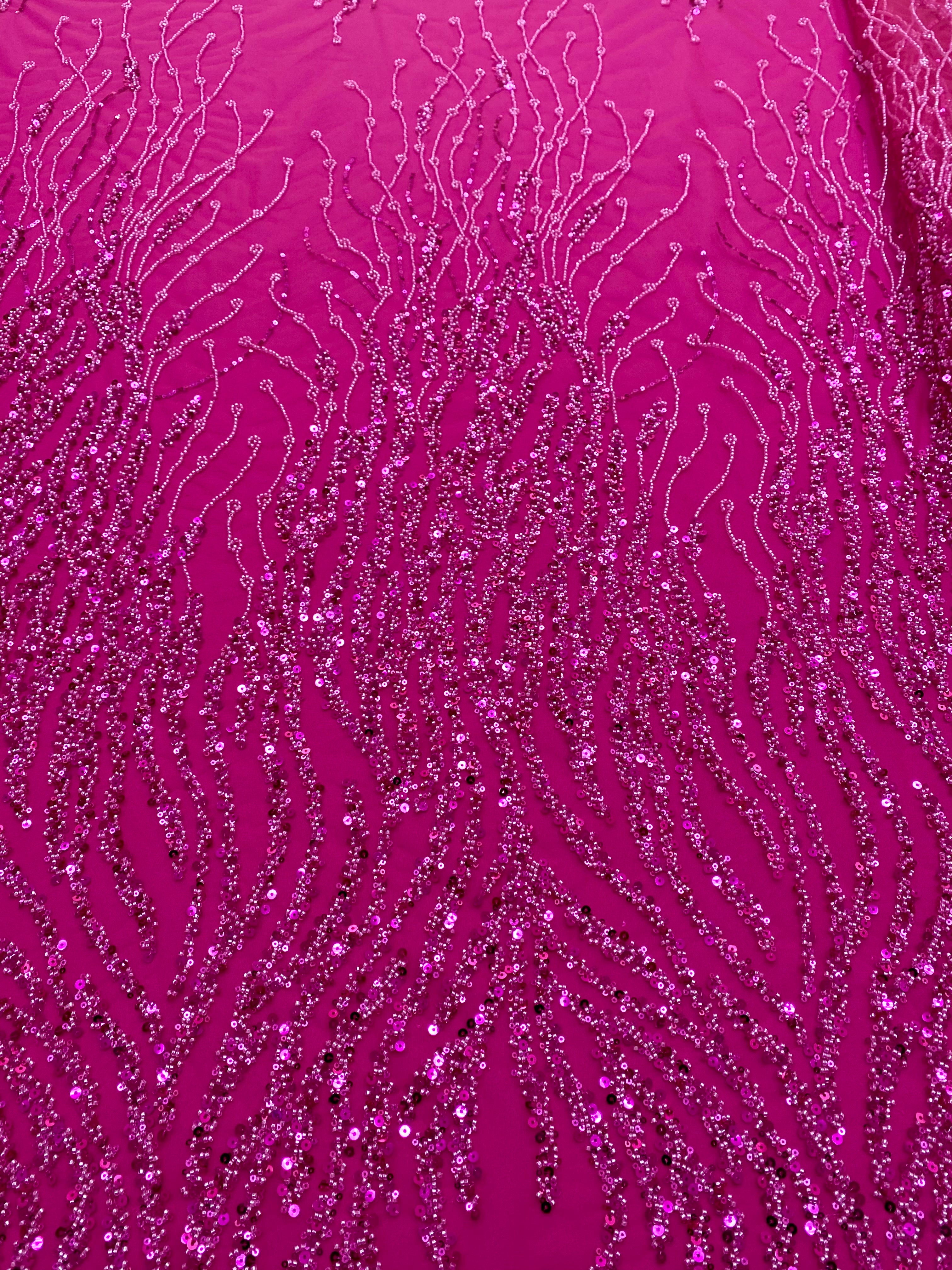 Dantela Couture Fucsia gyöngyökkel és flitterekkel, szálakkal