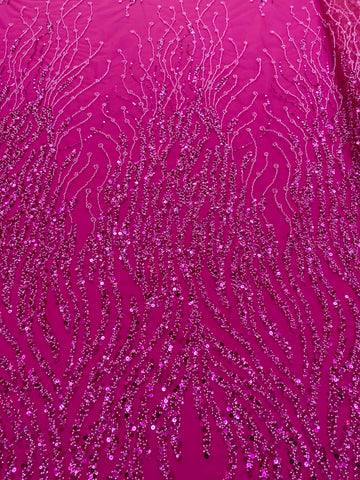 Dantela Couture Fucsia gyöngyökkel és flitterekkel, szálakkal