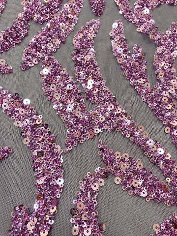 Dantela Couture Pudra cu Model Geometric, cu Margele si Paiete