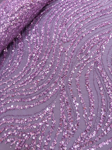 Dantela Couture Pudra cu Model Liniar, cu Margele si Paiete