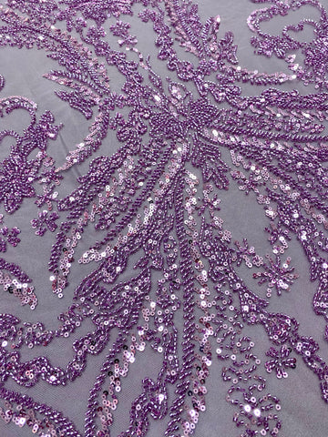 Dantela Couture Pudra cu Model Floral, cu Margele si Paiete