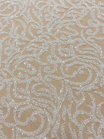 Dantela Couture Ivory geometriai mintával, gyöngyökkel és flitterekkel