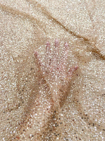 Dantela Couture Auriu Rose cu Model General, cu Margele si Paiete