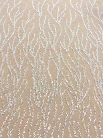 Dantela Couture Ivory cu Siraguri, cu Margele si Paiete