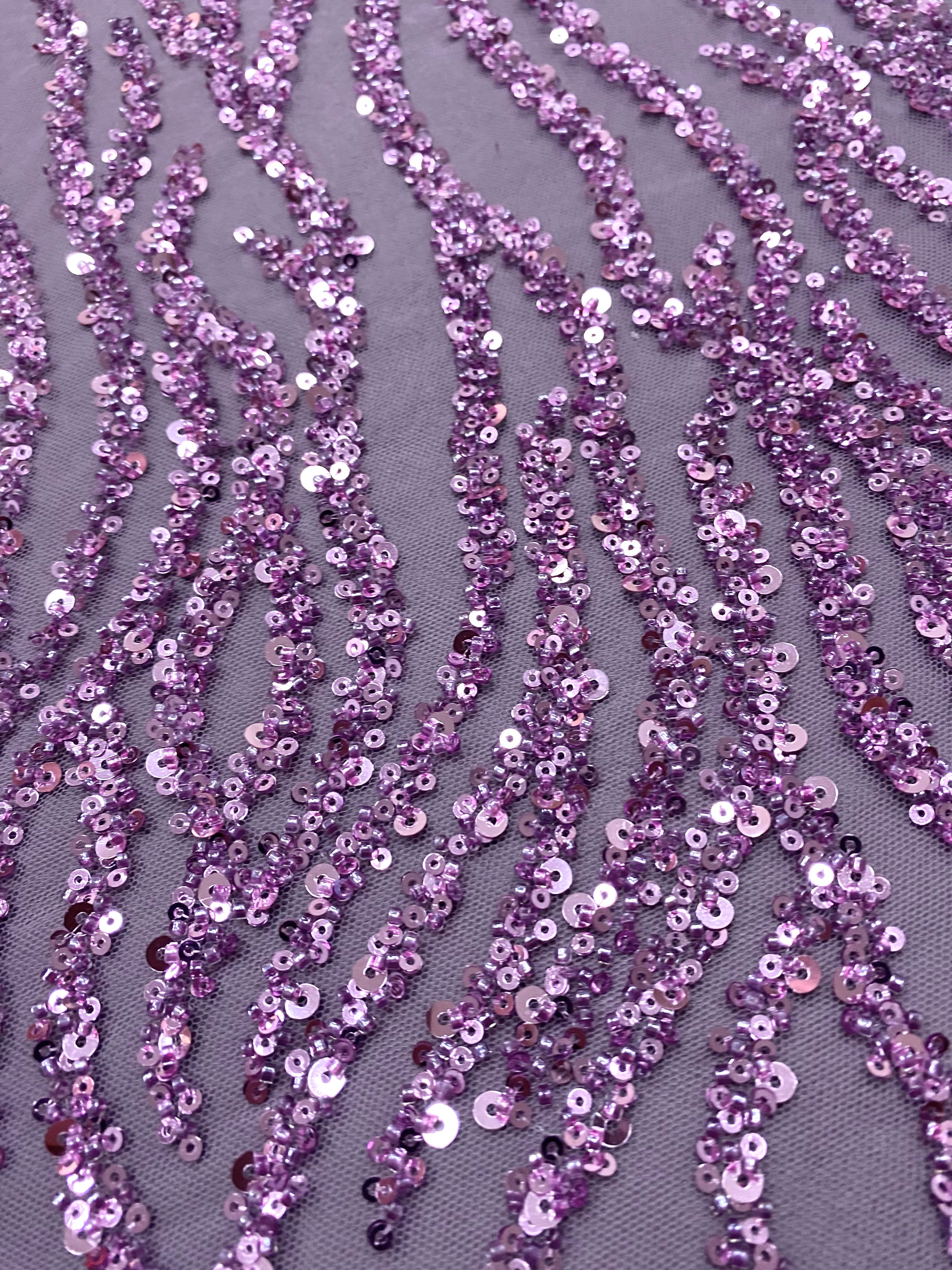 Dantela Couture Pudra cu Siraguri, cu Margele si Paiete