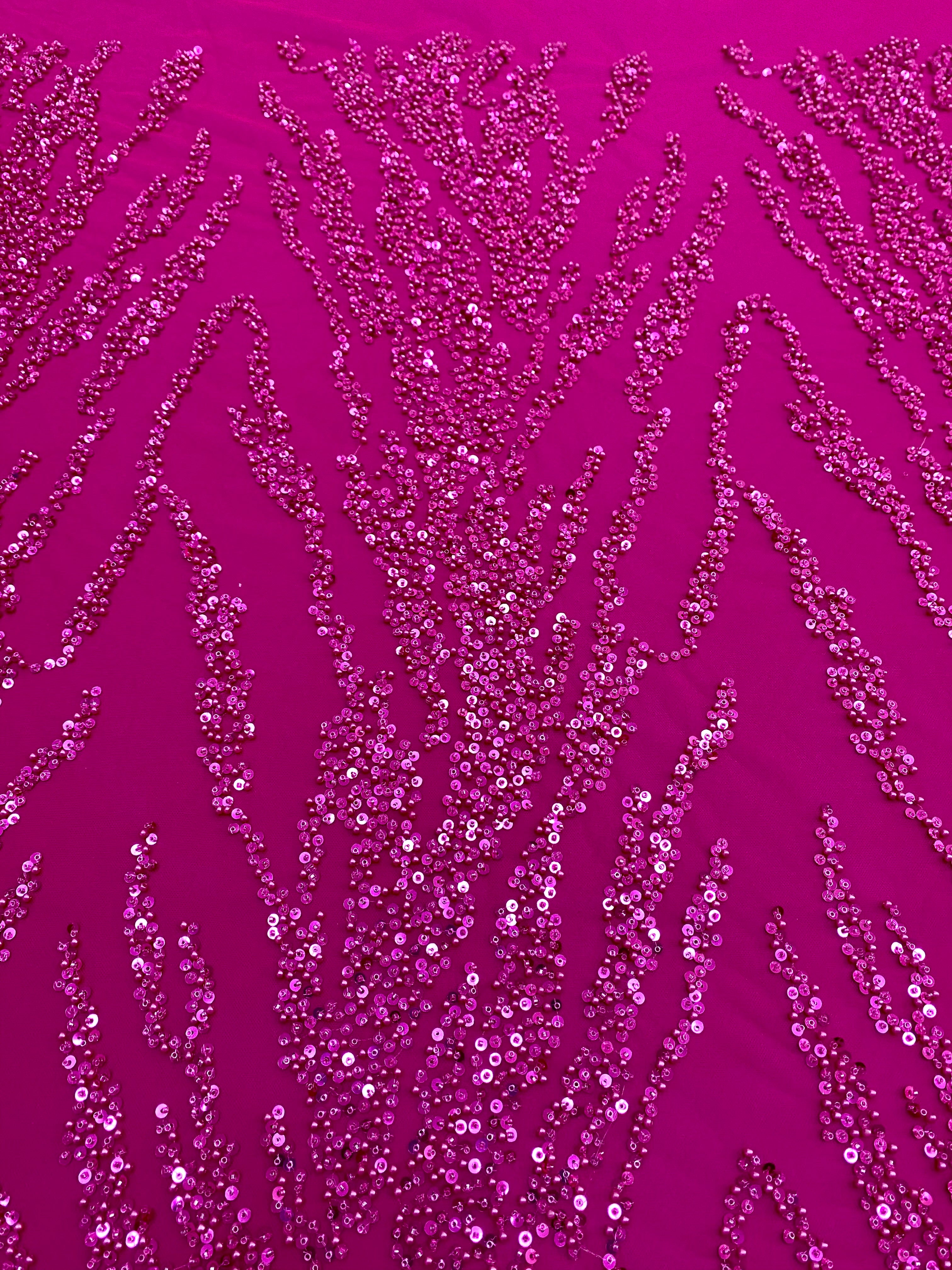 Dantela Couture Fucsia gyöngyökkel, gyöngyökkel és flitterekkel
