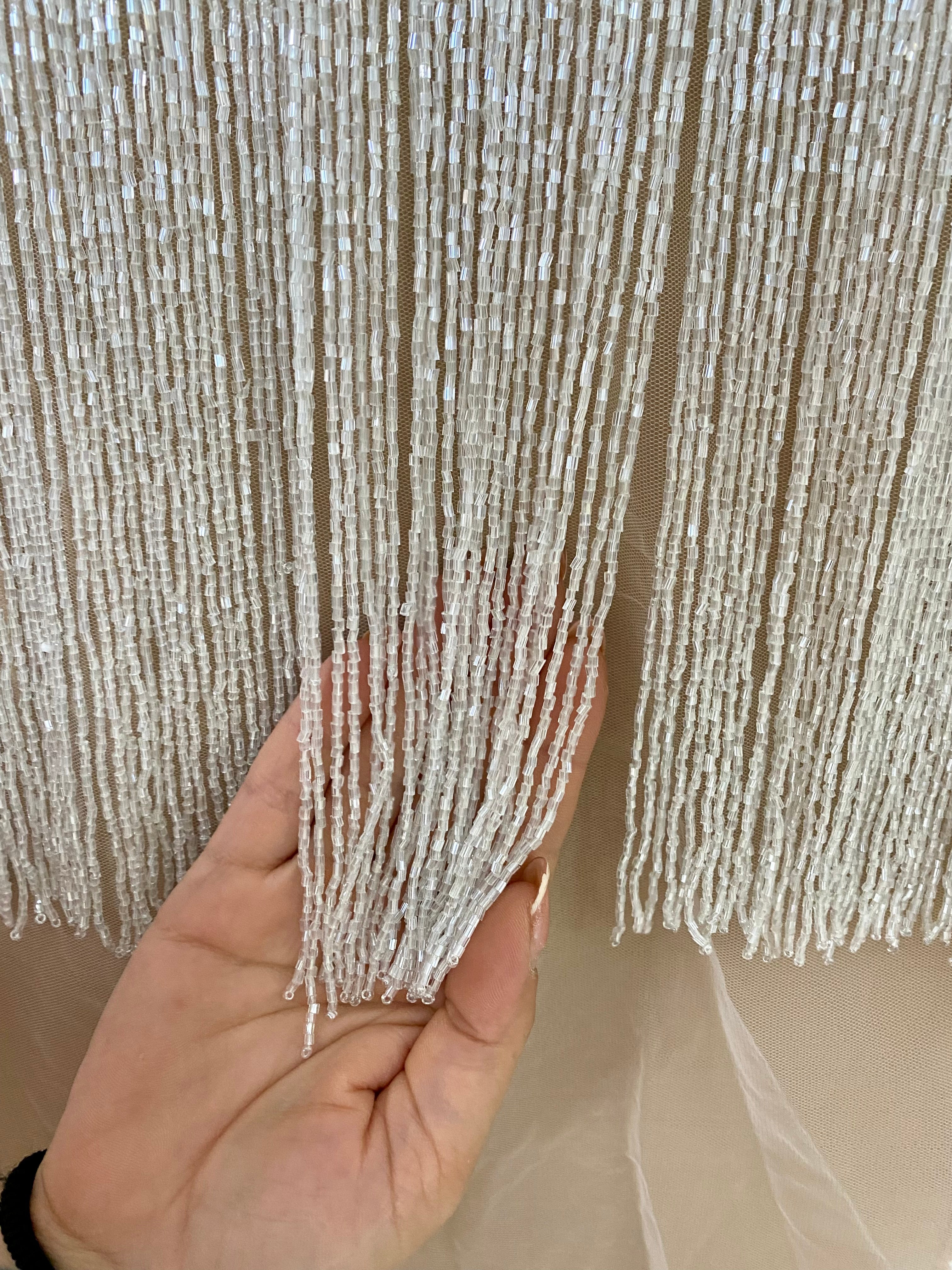 Franjuri Ivory din Margele de Sticla - 20 cm lungime