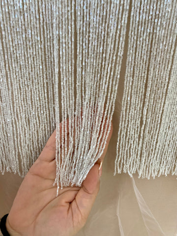 Franjuri Ivory din Margele de Sticla - 20 cm lungime