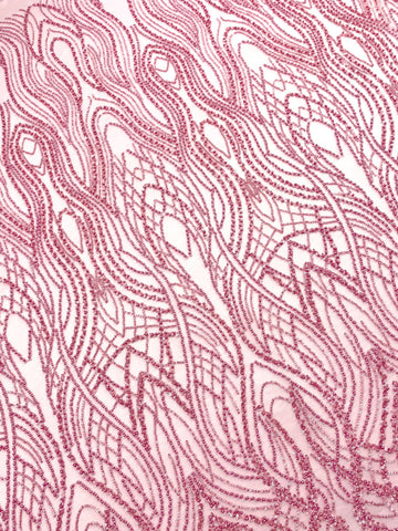 Dantela Couture Roz cu Perle, Margele si Paiete