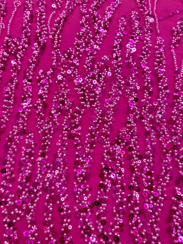 Dantela Couture Fucsia gyöngyökkel és flitterekkel, szálakkal