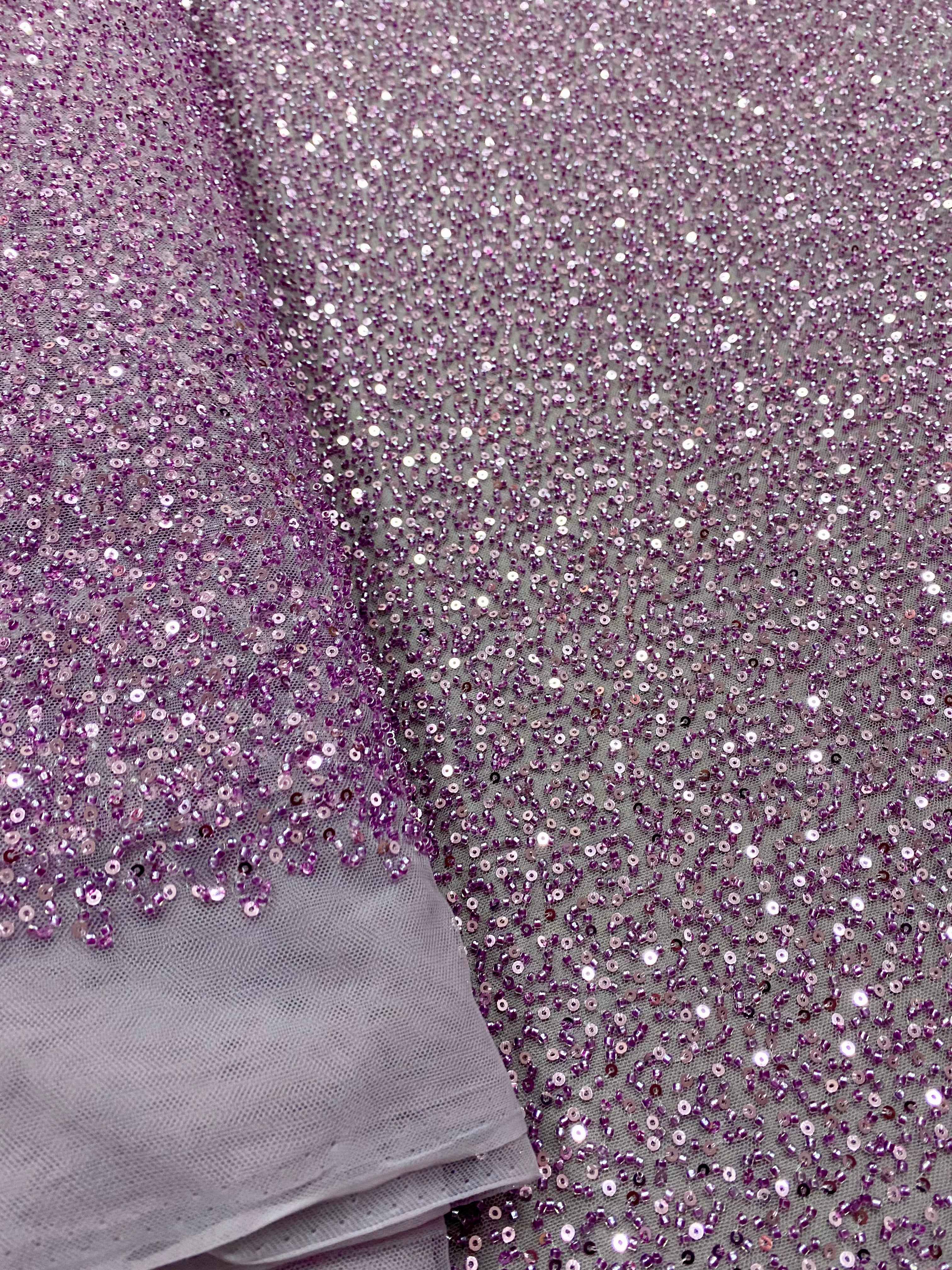 Dantela Couture Pudra cu Model General, cu Margele si Paiete