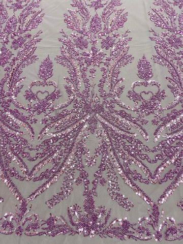 Dantela Couture Pudra cu Model Floral, cu Margele si Paiete