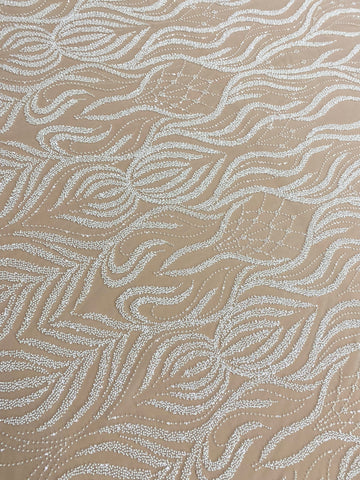 Dantela Couture Ivory cu Model Geometric, cu Margele si Paiete