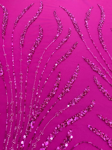 Dantela Couture Fucsia gyöngyökkel, gyöngyökkel és flitterekkel díszített panellel