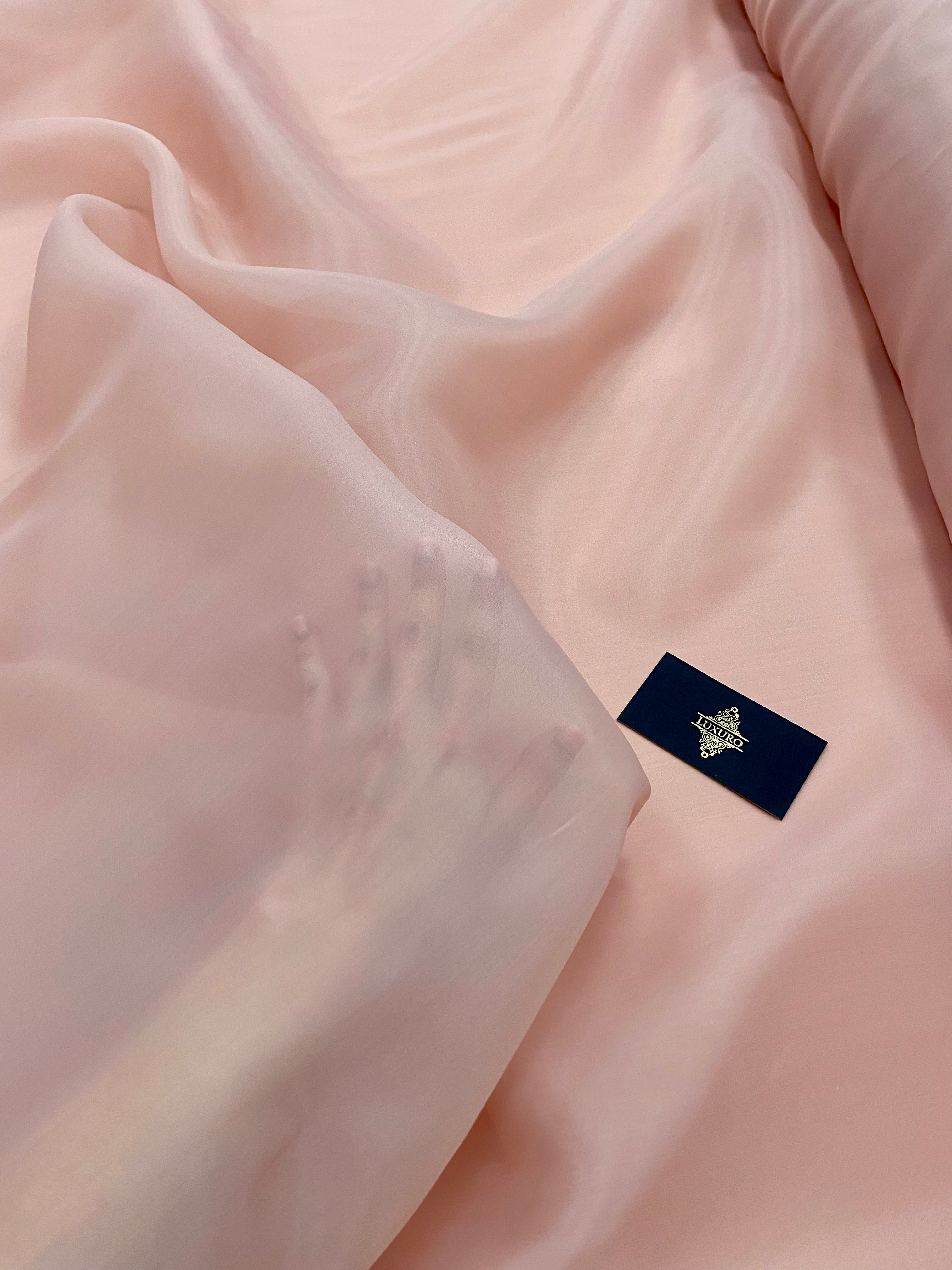 Organza Sidefata Roz Somon -  3 m Latime