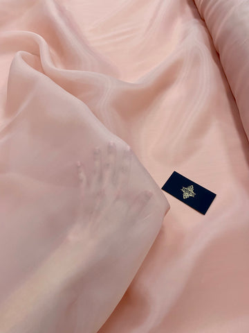 Organza Sidefata Roz Somon -  3 m Latime