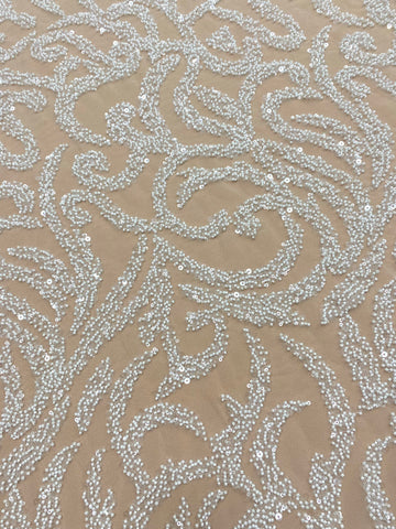 Dantela Couture Ivory geometriai mintával, gyöngyökkel és flitterekkel