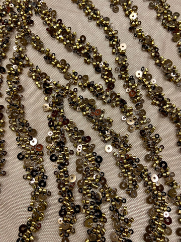 Dantela Couture Antik Arany Gyöngyökkel és Flitterekkel